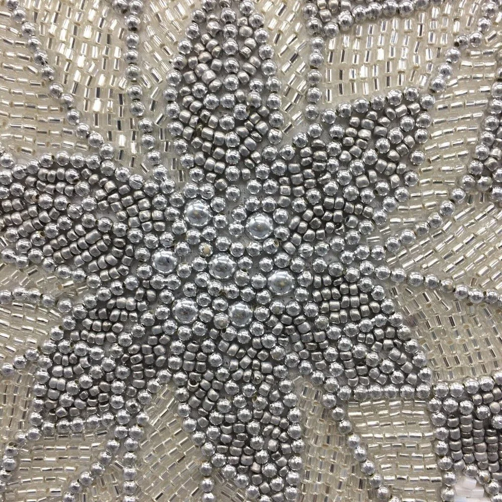 x2 Glitz & Glimmer Christmas Beaded Silver Poinsettia Throw Pillow Set Decor 14